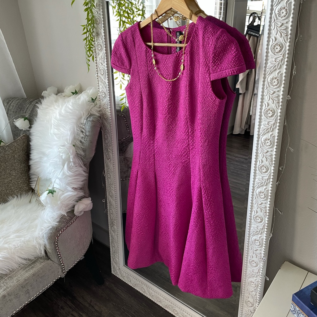 Yoana Baraschi Pink Fit Flare Cap Sleeve New Sz 8